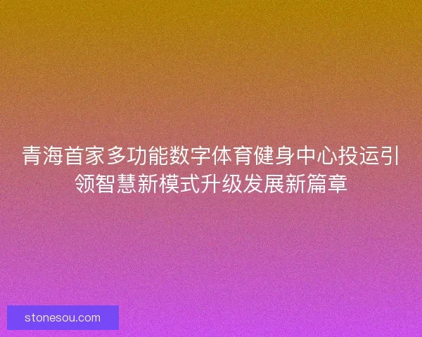 青海首家多功能数字体育健身中心投运引领智慧新模式升级发展新篇章